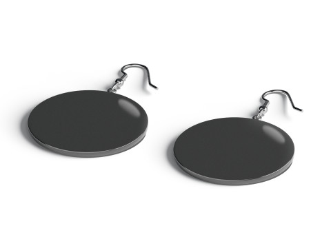 Siyah Yuvarlak Küpe - daire kulak damlası bijou 3D Model