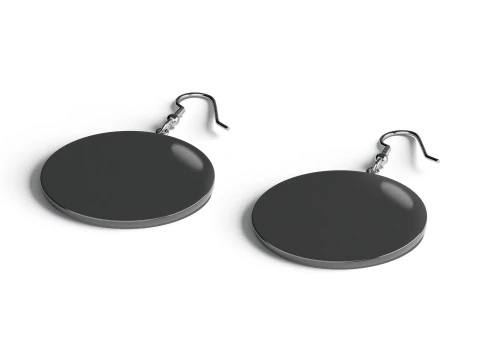 Black Round Earrings - circle eardrop bijou 3D Model