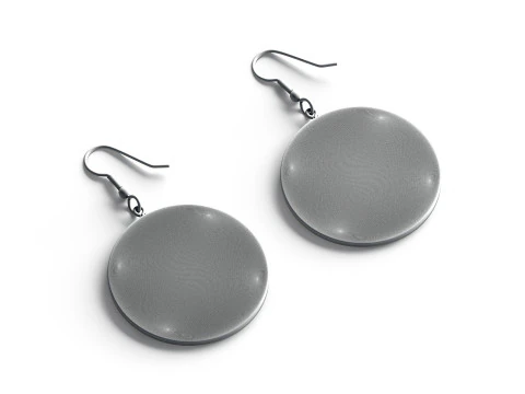 Black Round Earrings - circle eardrop bijou 3D Model