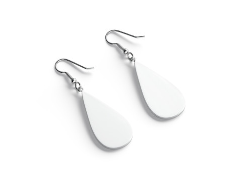 White Drop Earring Jewelry - teardrop plastic earing jewellery 3D Model
