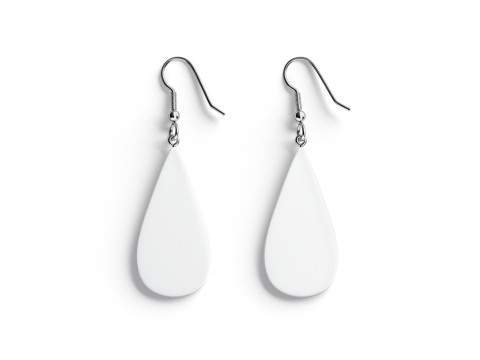 White Drop Earring Jewelry - teardrop plastic earing jewellery 3D Model
