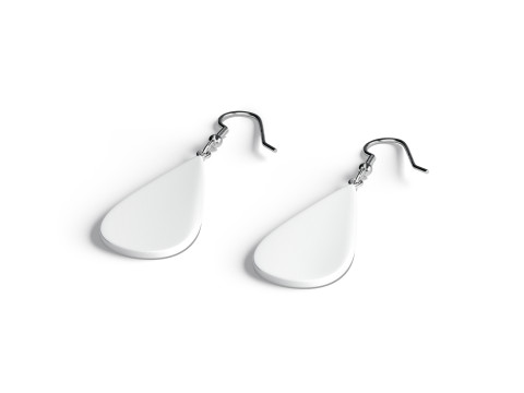 White Drop Earring Jewelry - teardrop plastic earing jewellery 3D Model