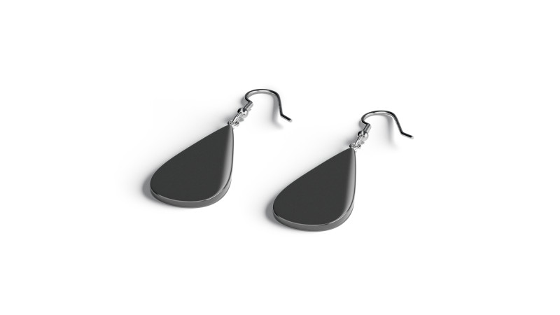 Black Drop Earrings - pair of teardrop ear jewel 3D Модель .c4d .max .obj .3ds .fbx .stl .blend