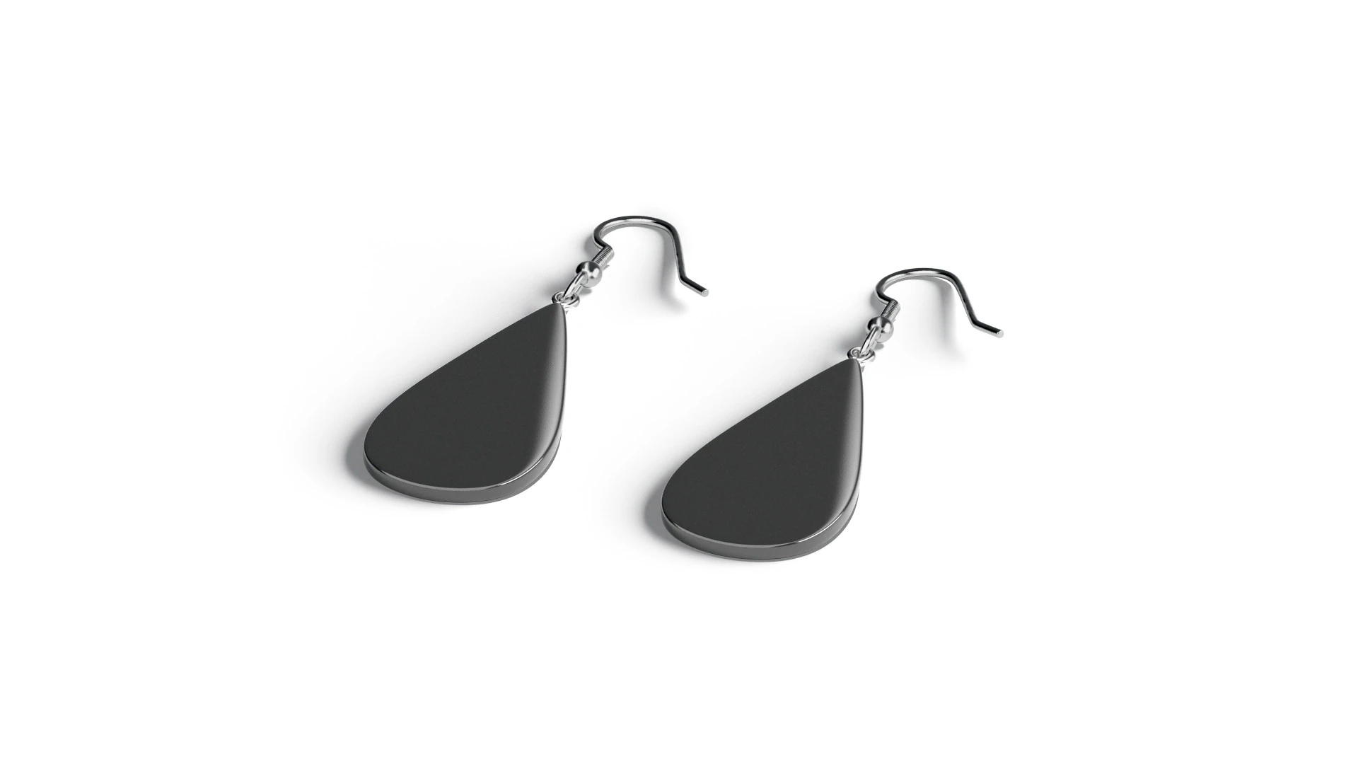 Black Drop Earrings - pair of teardrop ear jewel 3D Model .c4d .max .obj .3ds .fbx .stl .blend 
