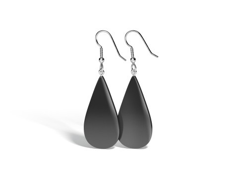 Black Drop Earrings - pair of teardrop ear jewel 3D Модель