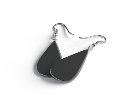 Black Drop Earrings - pair of teardrop ear jewel 3D Модель