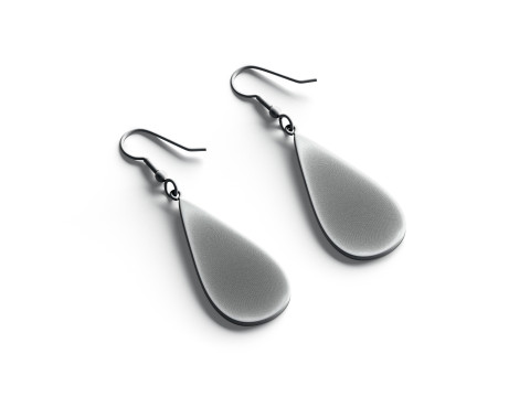 Black Drop Earrings - pair of teardrop ear jewel 3D Модель