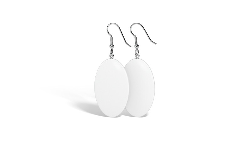 White Oval Earring Pair - ellipse eardrop bijou Model 3D .c4d .max .obj .3ds .fbx .stl .blend 