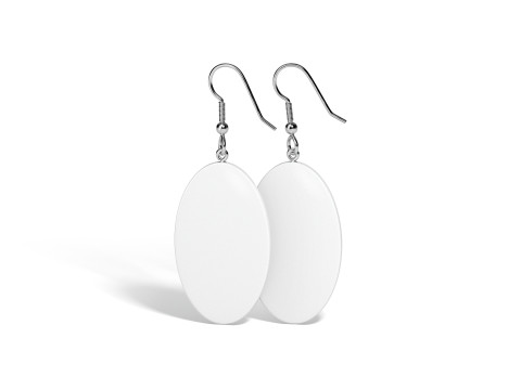 White Oval Earring Pair - ellipse eardrop bijou 3D 模型