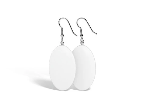 Para białych owalnych kolczyk&oacute;w - bijou w kształcie elipsy Model 3D