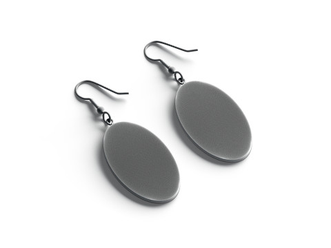 White Oval Earring Pair - ellipse eardrop bijou Model 3D
