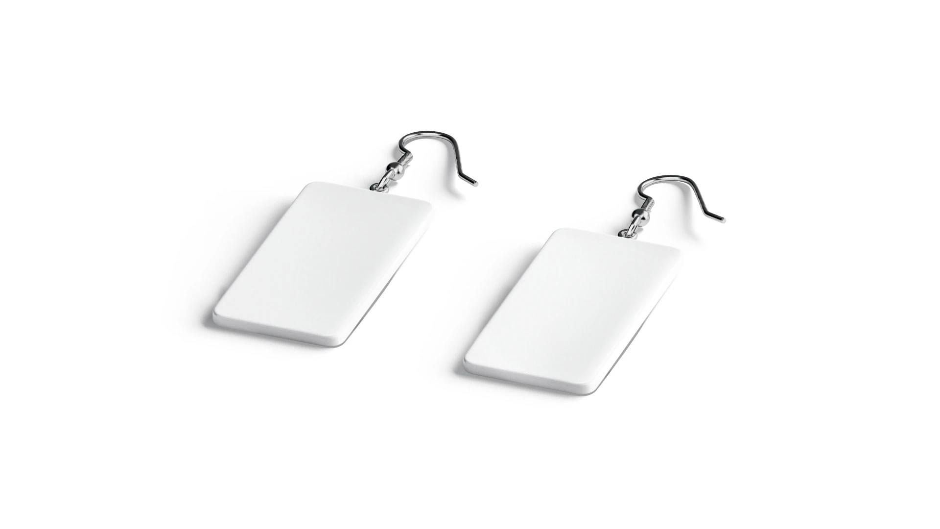 White Rectangular Earring Jewelry - pair of square ear jewel 3D Model .c4d .max .obj .3ds .fbx .stl .blend 