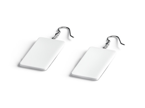White Rectangular Earring Jewelry - pair of square ear jewel 3D 모델