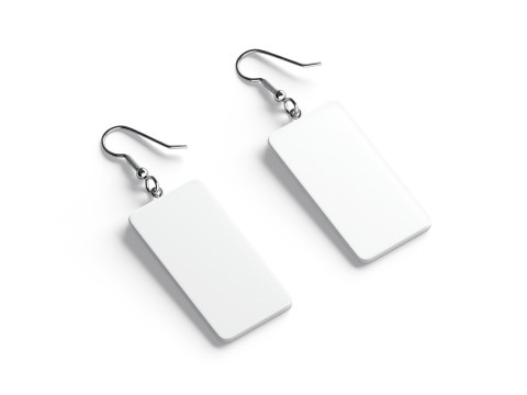 Weißer rechteckiger Ohrringschmuck – Paar quadratischer Ohrschmuck 3D Modell