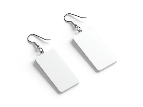 White Rectangular Earring Jewelry - pair of square ear jewel 3D Model