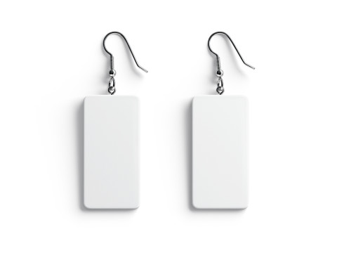 Weißer rechteckiger Ohrringschmuck – Paar quadratischer Ohrschmuck 3D Modell