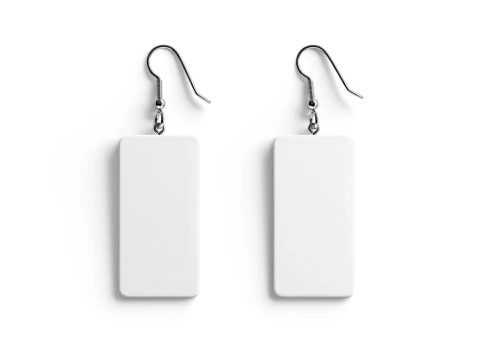 White Rectangular Earring Jewelry - pair of square ear jewel 3D Model