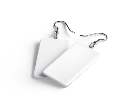 Weißer rechteckiger Ohrringschmuck – Paar quadratischer Ohrschmuck 3D Modell