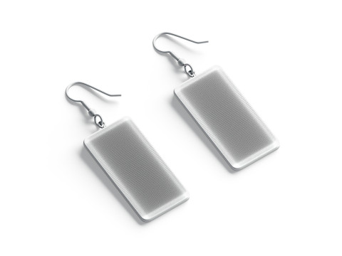 Weißer rechteckiger Ohrringschmuck – Paar quadratischer Ohrschmuck 3D Modell