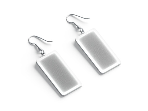Weißer rechteckiger Ohrringschmuck – Paar quadratischer Ohrschmuck 3D Modell