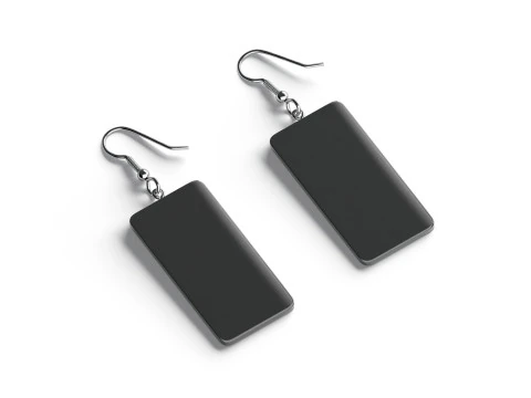 Чорні прямокутні сережки - пара ювелірних виробів із пластикових сережок 3D Модель