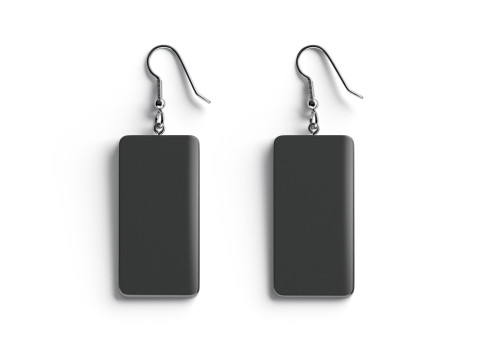 Black Rectangle Earrings - pair of plastic earing jewelery Modèle 3D