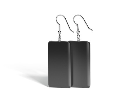 Black Rectangle Earrings - pair of plastic earing jewelery Modèle 3D