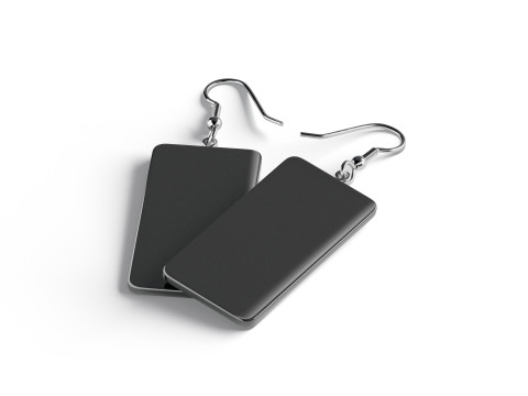 Black Rectangle Earrings - pair of plastic earing jewelery Modèle 3D