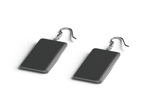 Black Rectangle Earrings - pair of plastic earing jewelery Modèle 3D