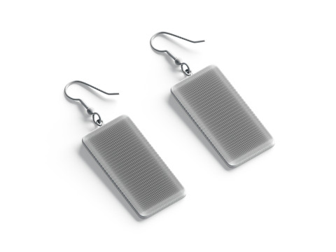 Black Rectangle Earrings - pair of plastic earing jewelery Modèle 3D