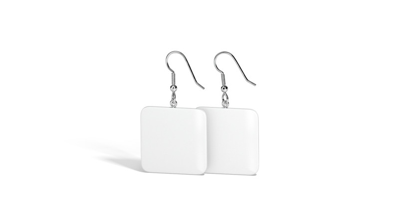 White Square Earring Pair - quadratic eardrop bijou 3D 모델 .c4d .max .obj .3ds .fbx .stl .blend