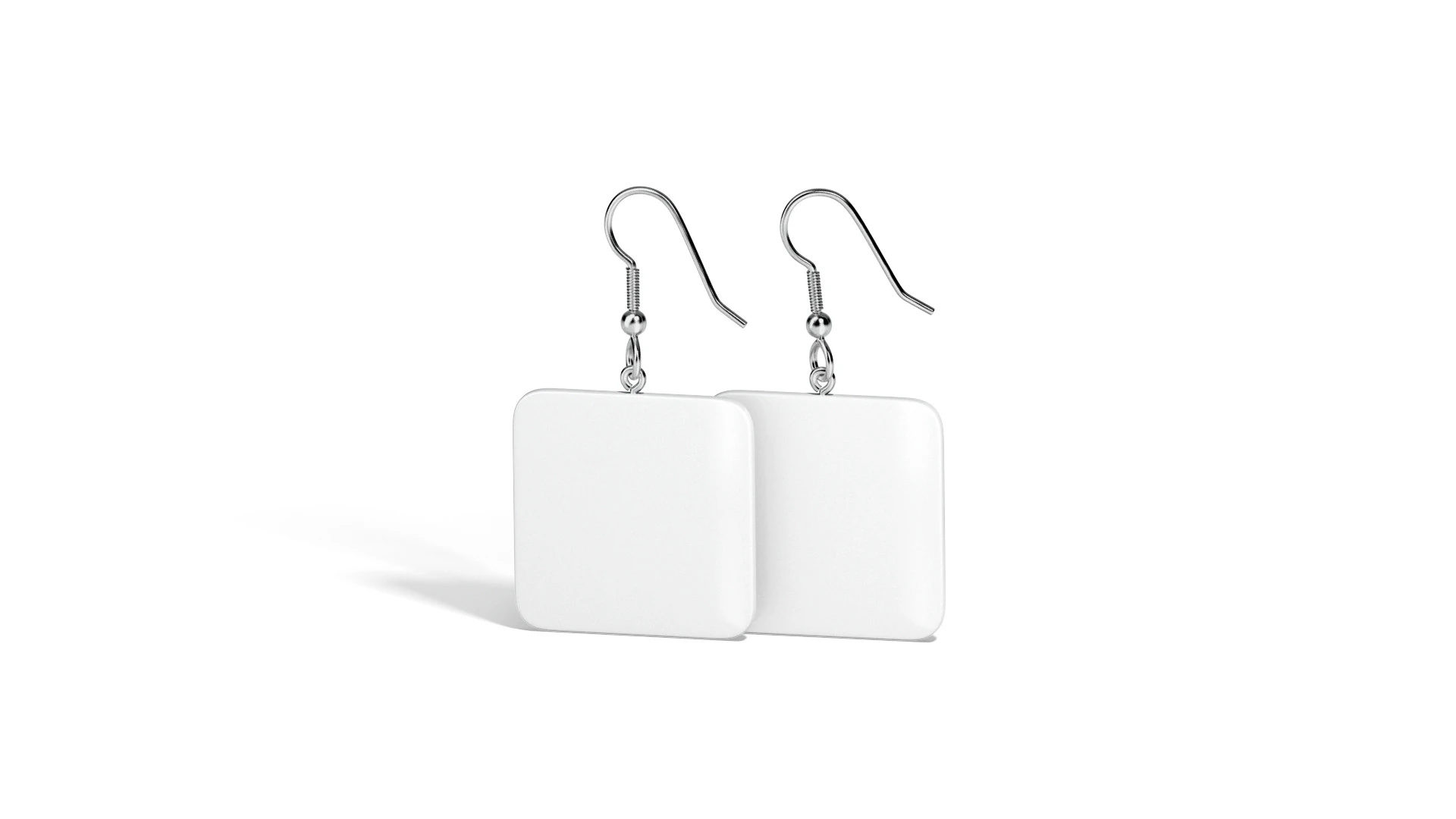 White Square Earring Pair - quadratic eardrop bijou 3D Model .c4d .max .obj .3ds .fbx .stl .blend 