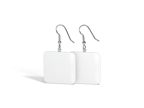 White Square Earring Pair - quadratic eardrop bijou 3D 모델