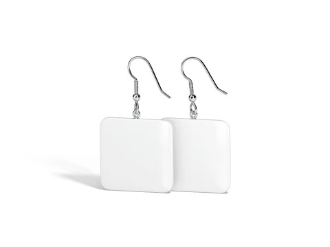 Пара білих квадратних сережок - квадратна біжутерія-капля 3D Модель