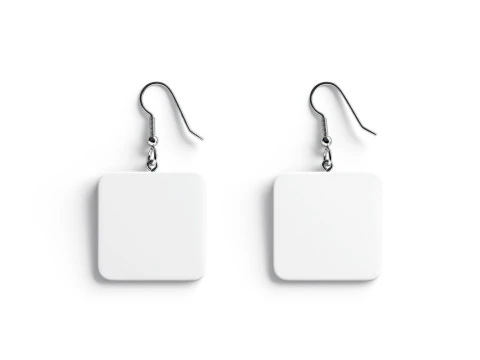 White Square Earring Pair - quadratic eardrop bijou 3D Model