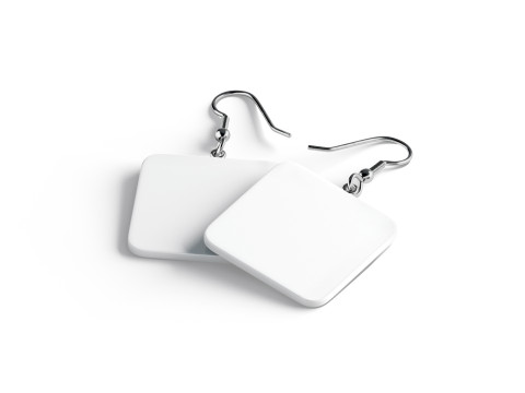 White Square Earring Pair - quadratic eardrop bijou 3D 모델