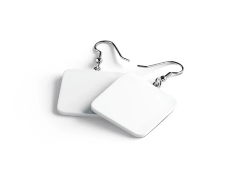 White Square Earring Pair - quadratic eardrop bijou 3D Model