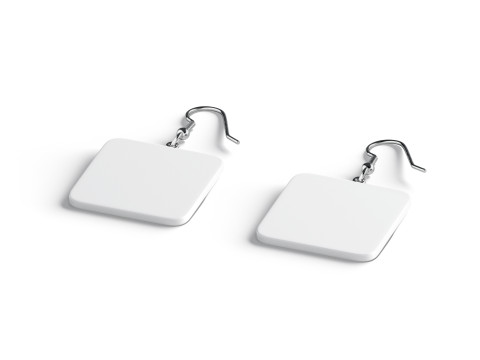 White Square Earring Pair - quadratic eardrop bijou 3D 모델