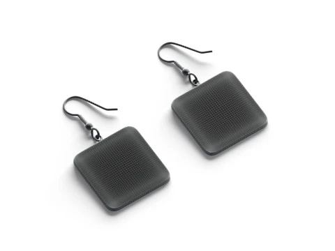 White Square Earring Pair - quadratic eardrop bijou 3D Model