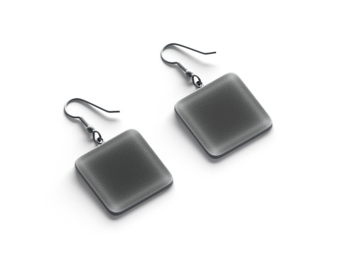 White Square Earring Pair - quadratic eardrop bijou 3D 모델