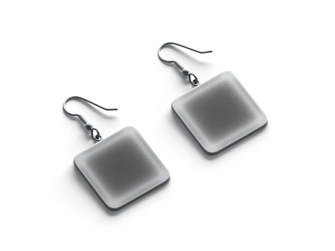 White Square Earring Pair - quadratic eardrop bijou 3D 모델