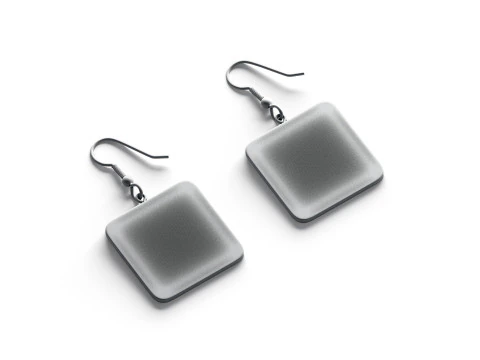 White Square Earring Pair - quadratic eardrop bijou 3D Model