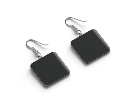 Сережки Black Square - прямокутна пластикова прикраса для вух 3D Модель