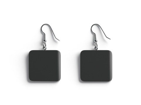 Czarne kwadratowe kolczyki - prostokątna plastikowa biżuteria do uszu Model 3D