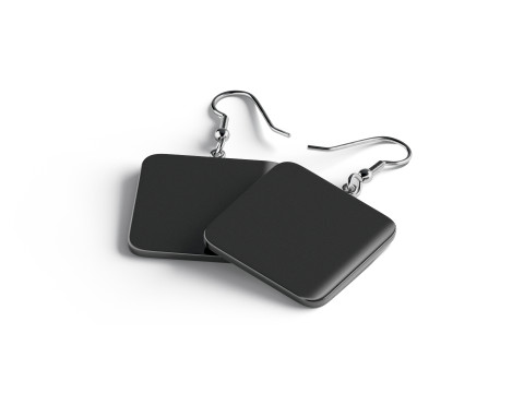 Czarne kwadratowe kolczyki - prostokątna plastikowa biżuteria do uszu Model 3D