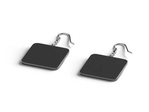 Czarne kwadratowe kolczyki - prostokątna plastikowa biżuteria do uszu Model 3D