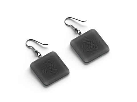 Czarne kwadratowe kolczyki - prostokątna plastikowa biżuteria do uszu Model 3D