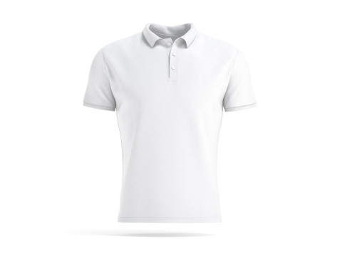 White Mens Polo Shirt - sport male tshirt with collar 3D Model