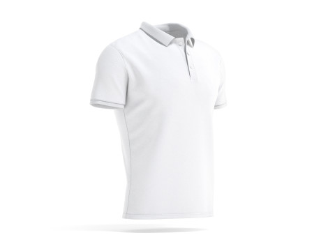 White Mens Polo Shirt - sport male tshirt with collar 3D Model