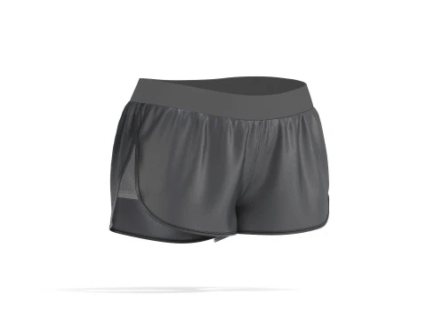 Black Women Shorts - fitness sport panties 3D Model